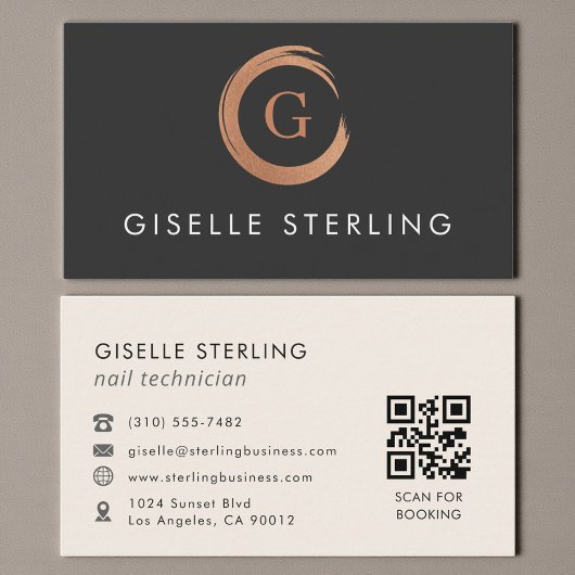 QR-Code-Nageltechniker Modern Minimalistisch Visitenkarte