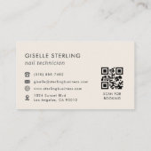 QR-Code-Nageltechniker Modern Minimalistisch Visitenkarte (Rückseite)