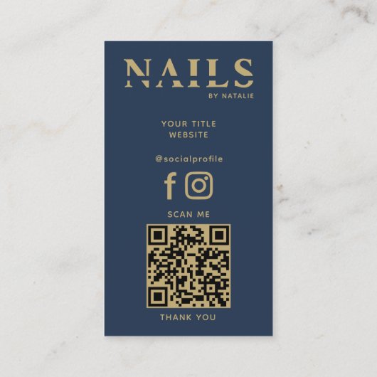 QR Code Nail Salon Nageltechniker Branding Cool Visitenkarte (Rückseite)