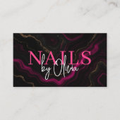 QR Code Nail Specialist Artist Black Hot Pink Visitenkarte (Vorderseite)