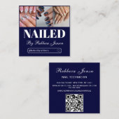 QR Code Nail Specialist Artist Moderne Typografie Quadratische Visitenkarte (Vorne/Hinten)