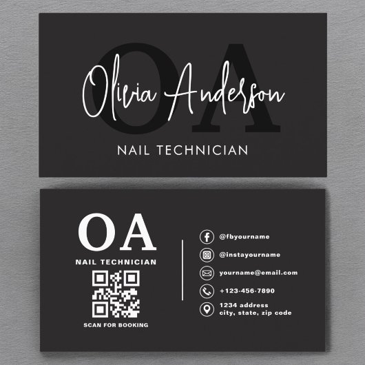 QR Code Nail Specialist Artist Moderne Typografie Visitenkarte