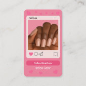 QR Code Nail Technician Blush Pink Photo Visitenkarte (Rückseite)