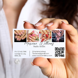 qr-Code nails Künstler 4 Fotos Collage minimalisti Visitenkarte