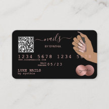 QR-Code Nails Technischer Kreditkarte Rose Gold