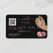 QR-Code Nails Technischer Kreditkarte Rose Gold Visitenkarte (Vorderseite)