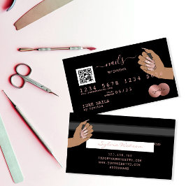 QR-Code Nails Technischer Kreditkarte Rose Gold Visitenkarte