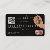 QR-Code Nails Technischer Kreditkarte Rose Gold Visitenkarte (Vorderseite)