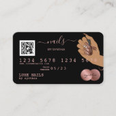 QR-Code Nails Technischer Kreditkarte Rose Gold Visitenkarte (Vorderseite)