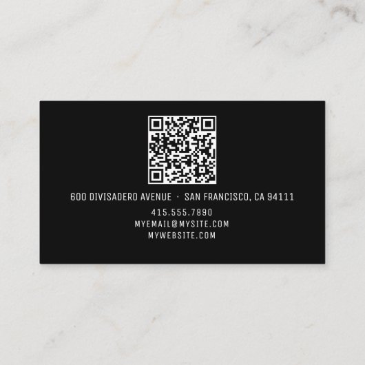 QR-Code Name Berufliches Logo Schwarz Telefonnummerkarte (Rückseite)