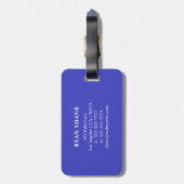 QR-Code, Name & Info, Blau & Weiß, elegant Gepäckanhänger (Rückseite vertikal)