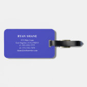 QR-Code, Name & Info, Blau & Weiß, elegant Gepäckanhänger (Rückseite horizontal)