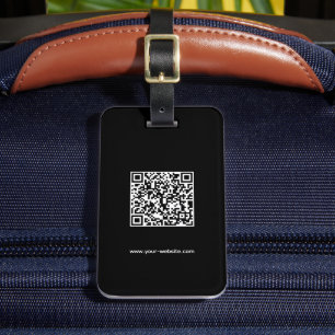 QR-Code, Name & Info, Schwarz & Weiß, elegant Gepäckanhänger
