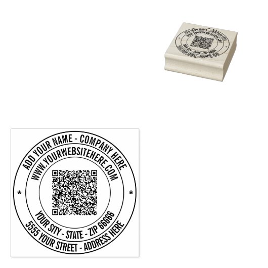 QR Code Name Website Adresse Runder Kautschuk Brie Gummistempel (Stempel)