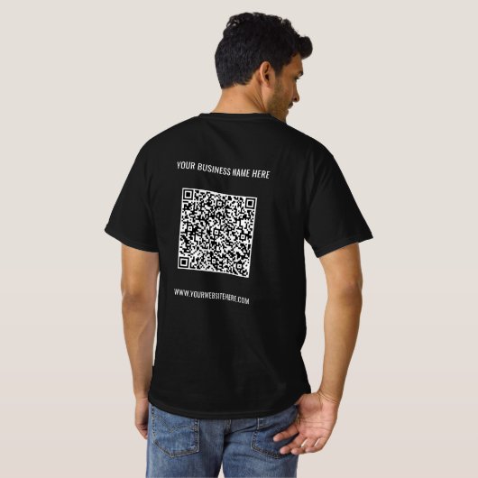 QR-Code Name Website T - Shirt Werbeunternehmen (Schwarz voll)