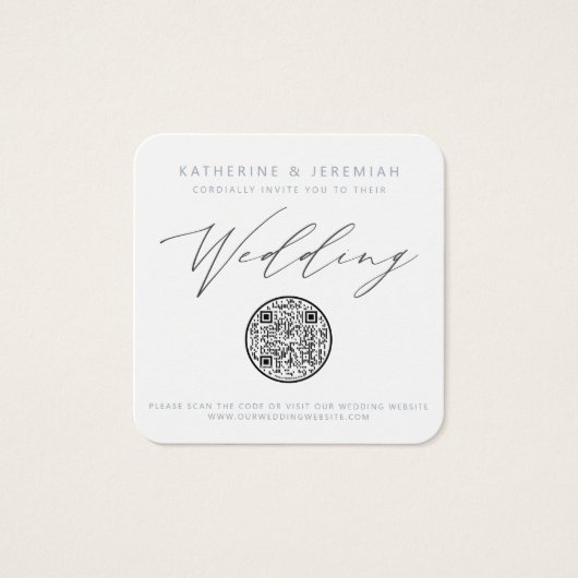 QR Code Nautical Beach Seashell Wedding Einladung (Vorderseite)