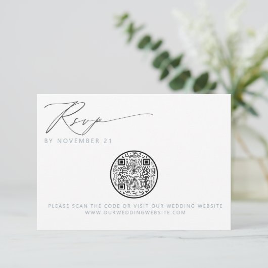 QR Code Nautical Beach Seashell Wedding RSVP (Stehend Vorderseite)