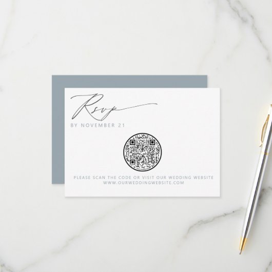 QR Code Nautical Beach Seashell Wedding RSVP (Vorderseite/Rückseite Beispiel)