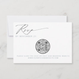 QR Code Nautical Beach Seashell Wedding RSVP Karte