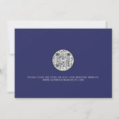 QR-Code Navy Blau Botanisches Foto Save the Date (Rückseite)