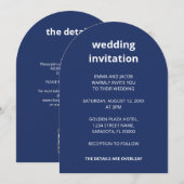 QR Code Navy Blau in einer Hochzeit Einladung (Vorne/Hinten)