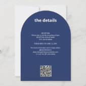 QR Code Navy Blau in einer Hochzeit Einladung (Rückseite)