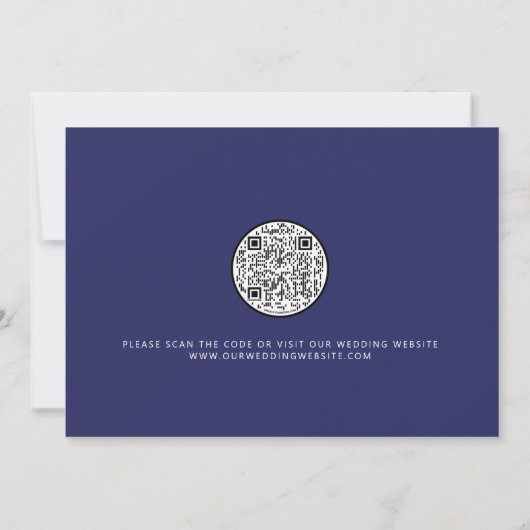 QR Code Navy Blue Botanisches Foto Save the Date (Rückseite)