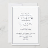 QR Code Navy Blue Classic Script Hochzeit Einladung (Vorderseite)
