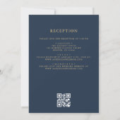 QR Code Navy Blue Gold Minimal Hochzeit Einladung (Rückseite)
