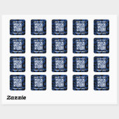 QR Code Navy Blue und Black Dunkel Modern Quadratischer Aufkleber (Blatt)