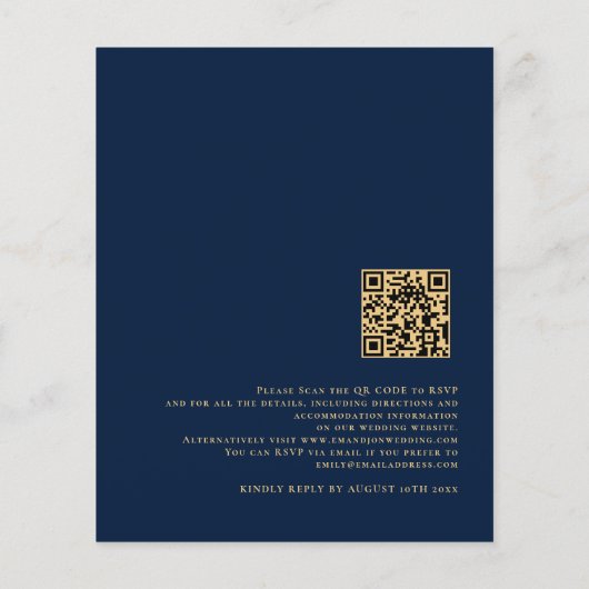 QR Code Navy Gold Script Einladung (Rückseite)