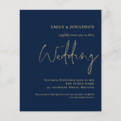 QR Code Navy Gold Script Einladung (Vorderseite)