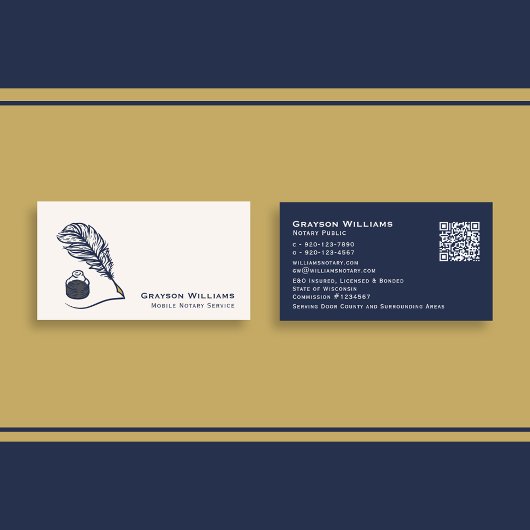 QR Code Navy Mobile Notar Business Card Visitenkarte