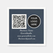 QR Code navy Modern Business Logo Serviette (Vorderseite)