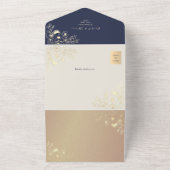 QR Code Navy Rose Gold Wedding All In One Einladung (Außenbereich)