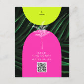 QR Code Neon Arches Monogram Tropical Wedding Begleitkarte (Vorderseite)