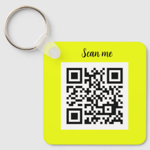 QR-Code Neon Gelb Elegant Gelb Geschäft Schlüsselanhänger