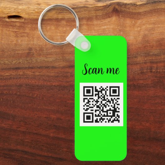 QR Code Neon Green Elegant Business Logo Company Schlüsselanhänger (Vorderseite)