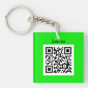 QR-Code Neon Green Elegant Gelbes Geschäft Schlüsselanhänger
