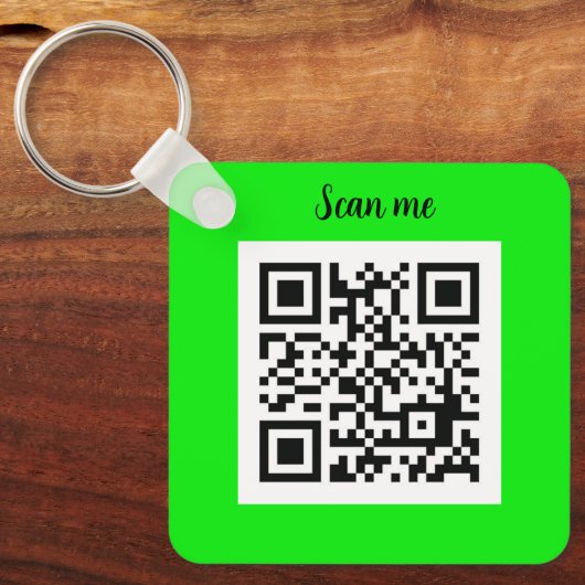 QR-Code Neon Green Elegant Gelbes Geschäft Schlüsselanhänger (Vorderseite)