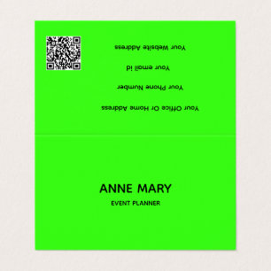 QR Code Neon Green Moderne farbenfrohe Veranstaltu Visitenkarten