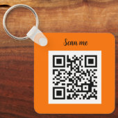 QR Code Neon Orange Elegantes Business Schlüsselanhänger (Vorderseite)