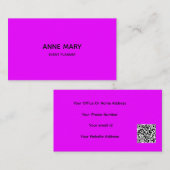 QR Code Neon Pink Lila Violet Moderne Mädchen Visitenkarte (Vorne/Hinten)