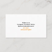 QR Code Networking Modern Black Orange White Visitenkarte (Rückseite)