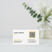 QR Code Networking Modern Black Yellow White Visitenkarte (Stehend Vorderseite)