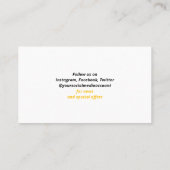 QR Code Networking Modern Black Yellow White Visitenkarte (Rückseite)