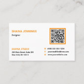 QR-Code-Netzwerken Modern Schwarz Orange Weiß Visitenkarte (Vorderseite)