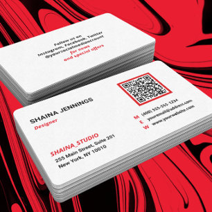 QR-Code-Netzwerken Modern Schwarz Rot Weiß Visitenkarte