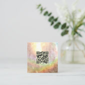 QR-Code Neutral Beige Stone Rainbow Abstrakt Art Quadratische Visitenkarte (Stehend Vorderseite)