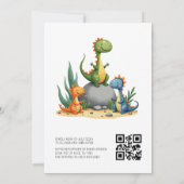 QR Code Niedlich Dinosaurier Schläge Bald Baby Dus Einladung (Rückseite)